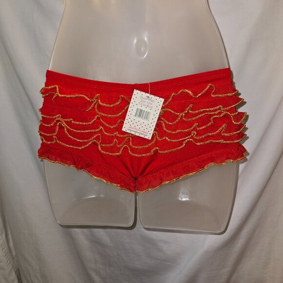 RED/GOLD NWT S/M Ruffled Rumba Botoy Shorts - Picture 3 of 15